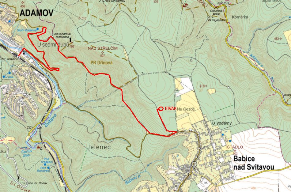 Má cesta z Adamova na Babickou plošinu (3.-4. dubna 2026). 