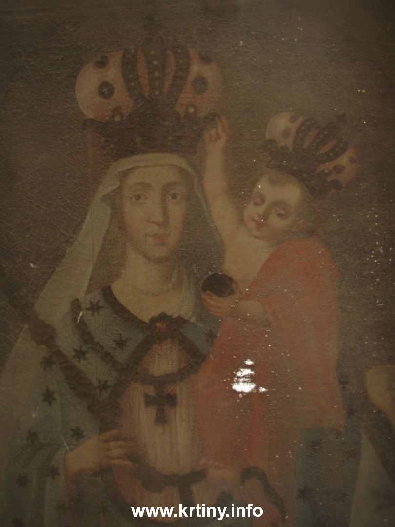 Vyřazený obraz Panny Marie Křtinské na oratoři chrámu Panny Marie (2008).