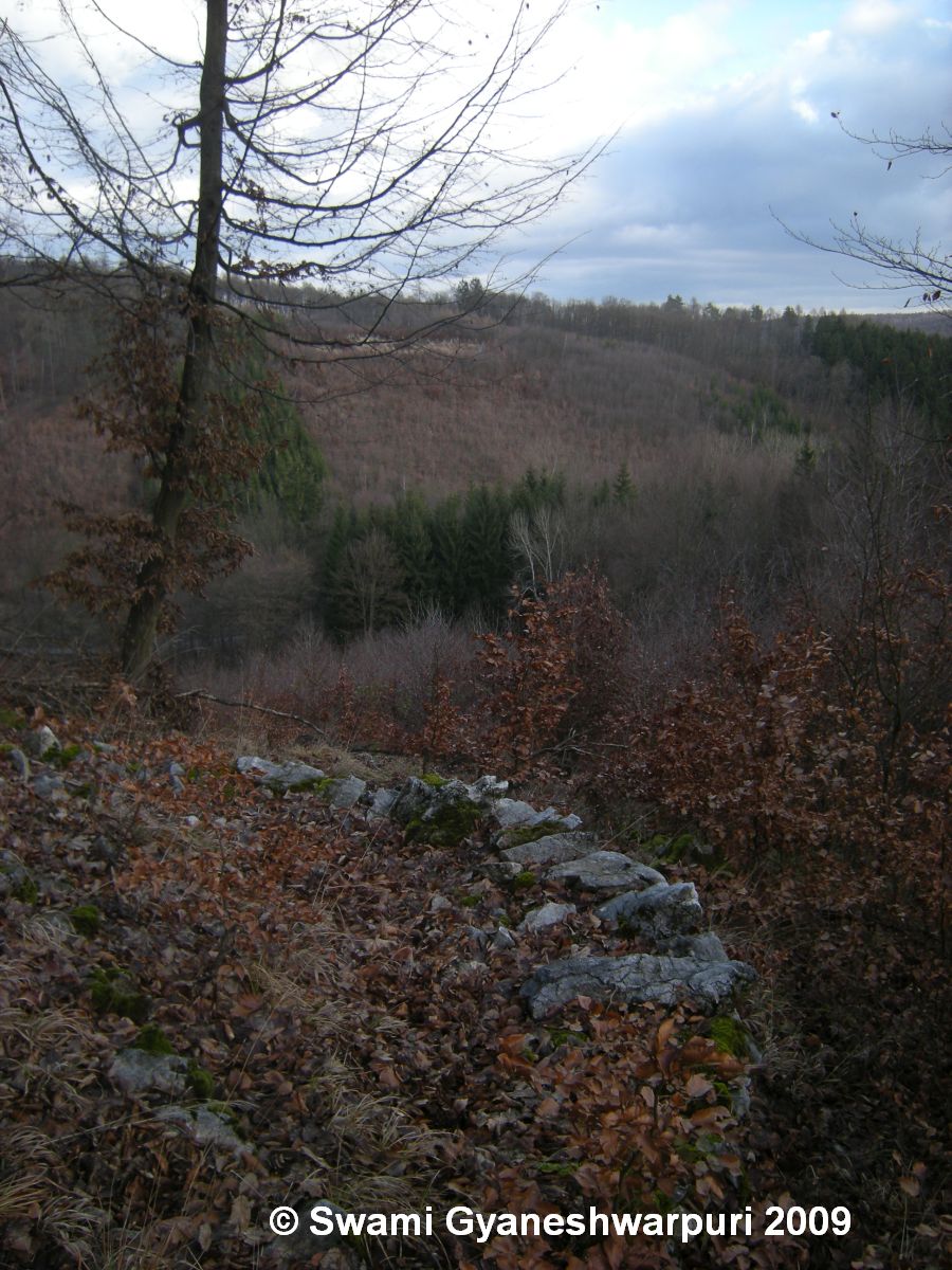 Meditační místo Marka P. Šenkyříka zbudované u Lichtejnštejského chodníčku v blízkosti Novodvorského kotle 3 (2009).