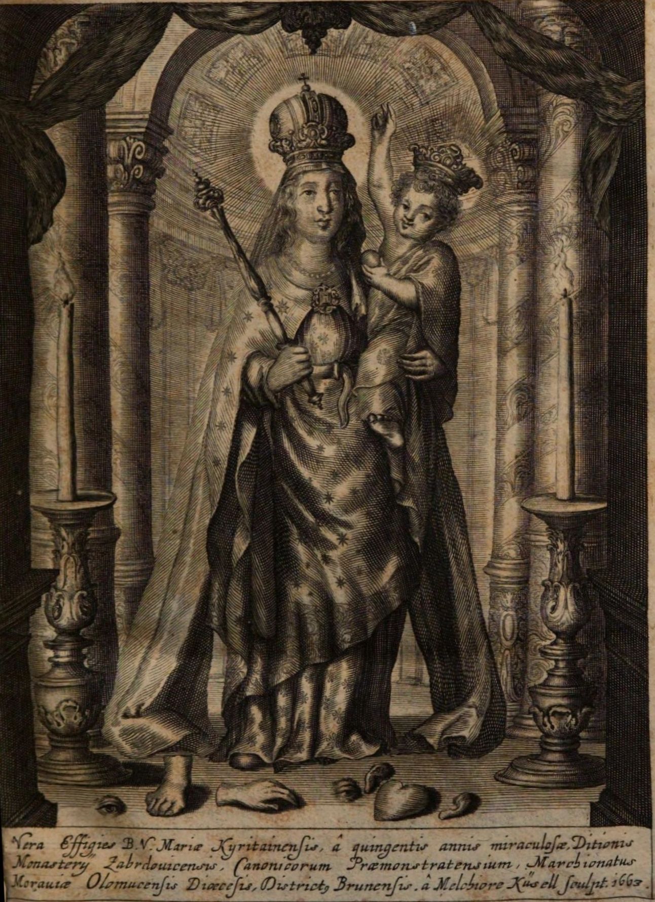 Panna Maria Křtinská ve Vigsiusovi (1663), velká ochránkyně Moravského krasu, jak poznal při historickém studiu Křtin poustevník Marek - svámí Gyaneshwarpuri.